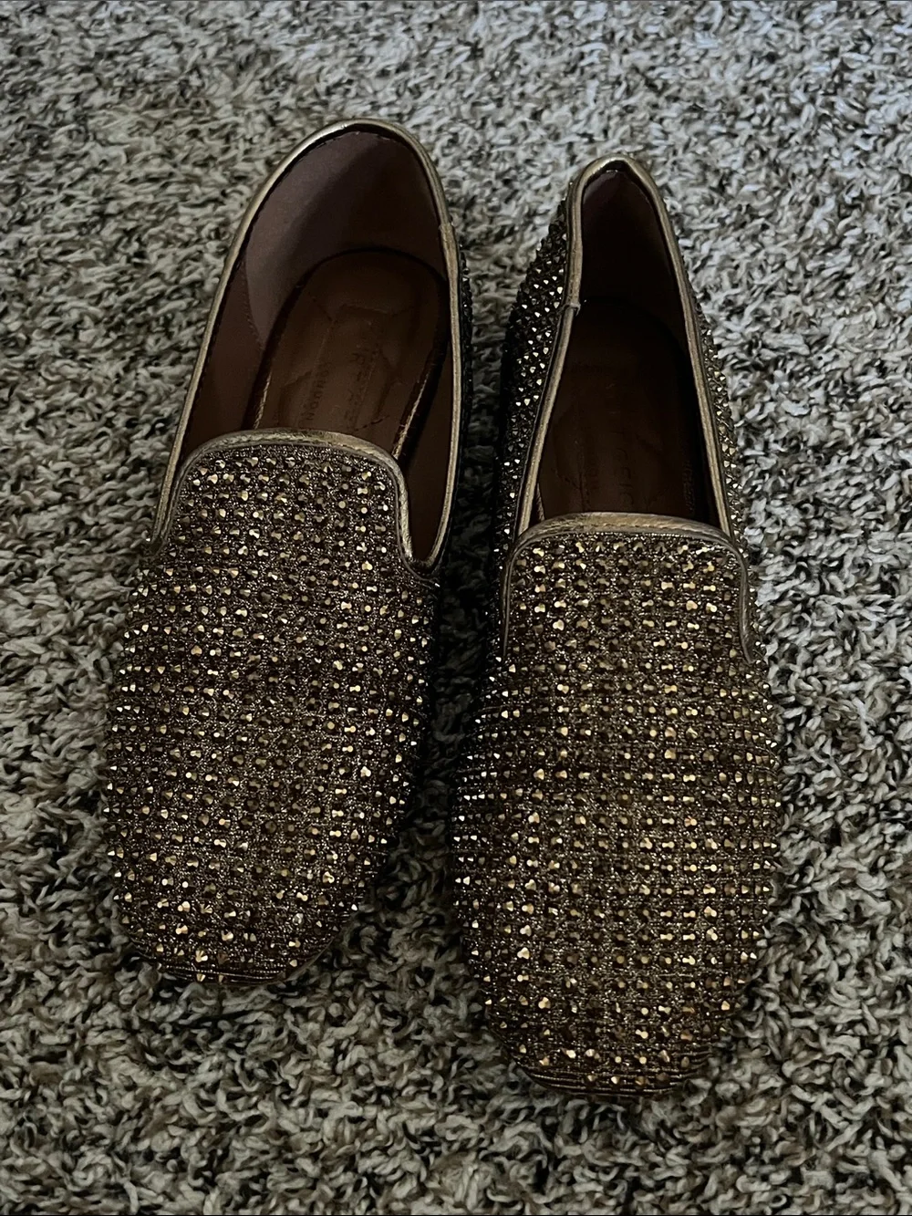 Kurt Geiger Bronze Crystal-Embellished Slip-On Loafers